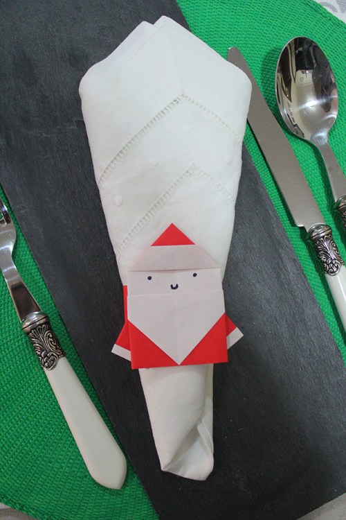 origami santa napkin ring