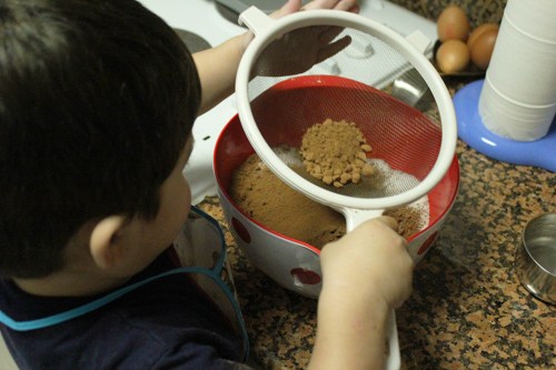 sifting cocoa