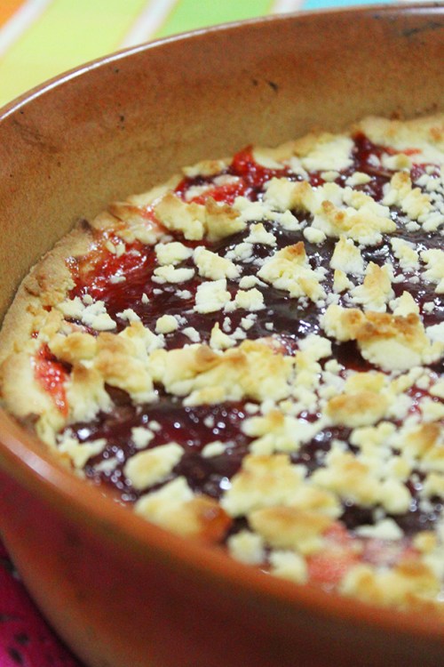strawberry jam crumble tart