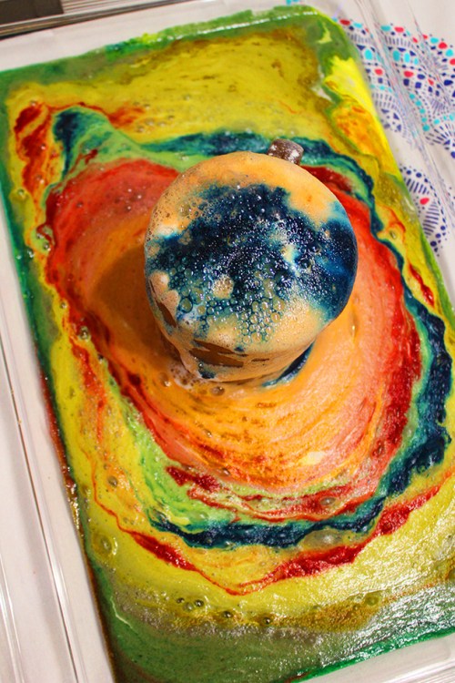 Volcanic eruptions and rainbow lava experiment