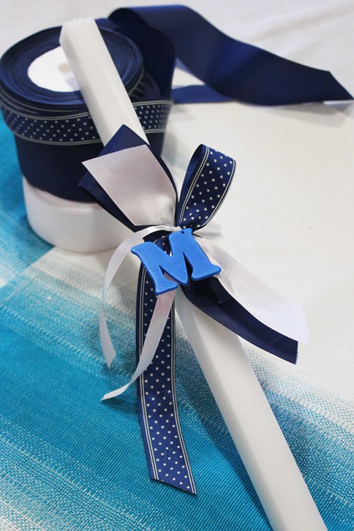 palm sunday candle:initials|marmite et ponpon