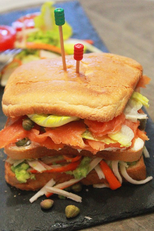 smoked salmon &amp; crab sandwich|marmite et ponpon